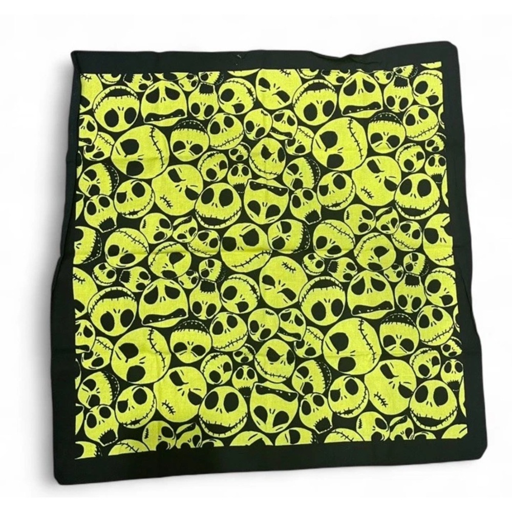 Jack skellington Skull Pattern Bandana - Black and Yellow